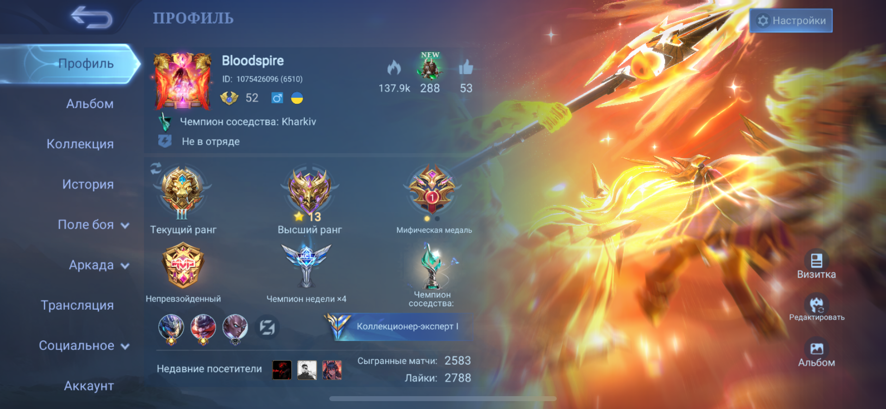 Помогите пожалуйста оценить аккаунт Mobile Legends Bang Bang по достоинству